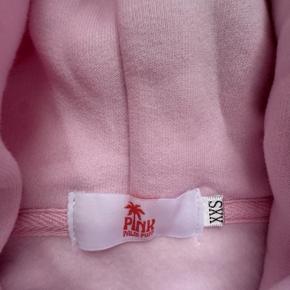 Pink Palm Puff Hoodie in Blush – Pink Palm Puff XXS - Picture 6 of 8